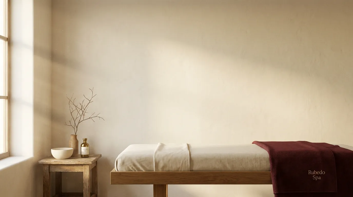 Rubedo Suite — Behandlungsraum mit warmem Tageslicht